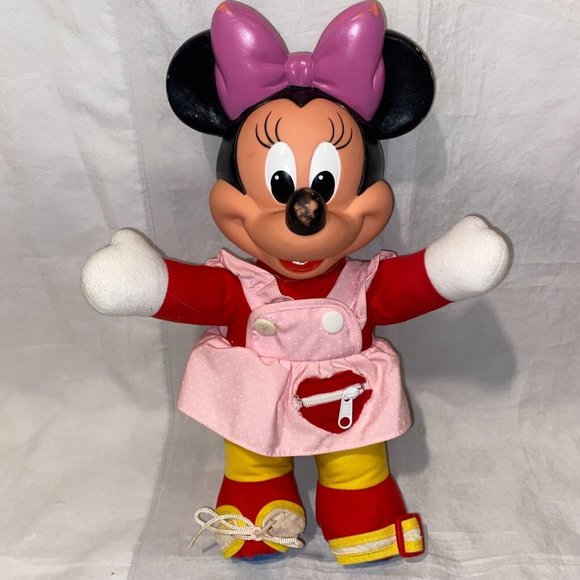 Vintage Mattel Disney Mickey Minnie Mouse Learn To Dress 14" Plush Doll Toy - Picture 1 of 4